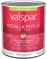 Valspar Medallion Plus 2600 028.0026002.005 Latex Paint, Acrylic Base, Satin Sheen, Pastel Base, 1 qt, Plastic Can